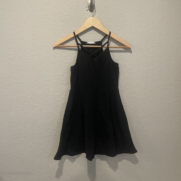 Shein Girls Black Cotton Mini Size 11-12 Years Round Neck Sleeveless Spaghetti - Picture 2 of 6